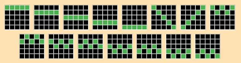 Cấu trúc dòng thắng trên lưới 5x5 - 15 dòng kích hoạt đọc từ trái sang phải